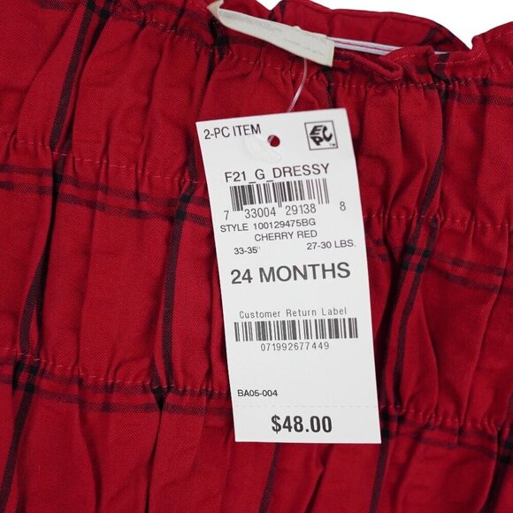 NWT First Impressions Toddler Girls Plaid Long Sleeve Peplum Top Christmas Red 2 - Picture 3 of 5
